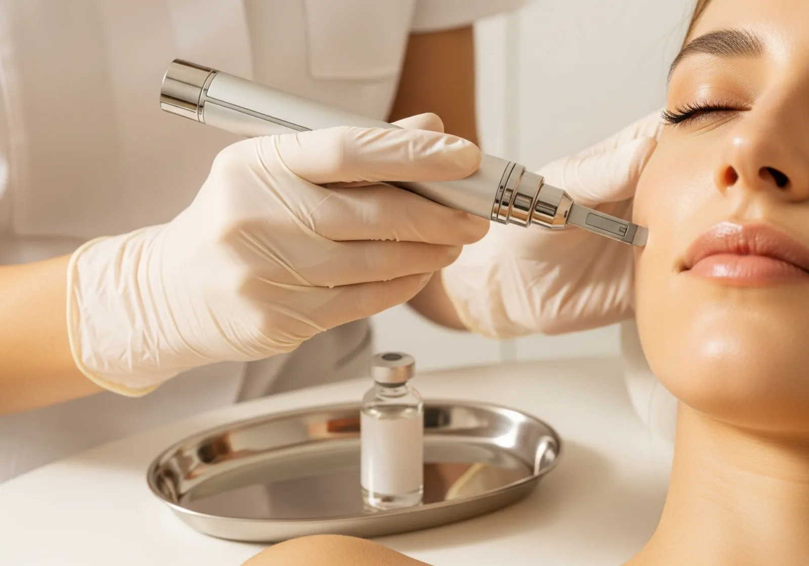 Mesotherapie mit feinen Mikroinjektionen im Gesicht bei Norden Medical Aesthetics